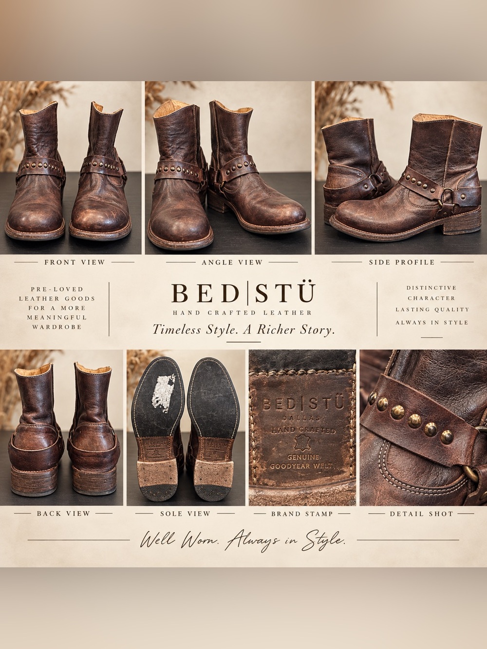 Bed|Stรผ Women's Distressed Brown Leather Ankle Boots